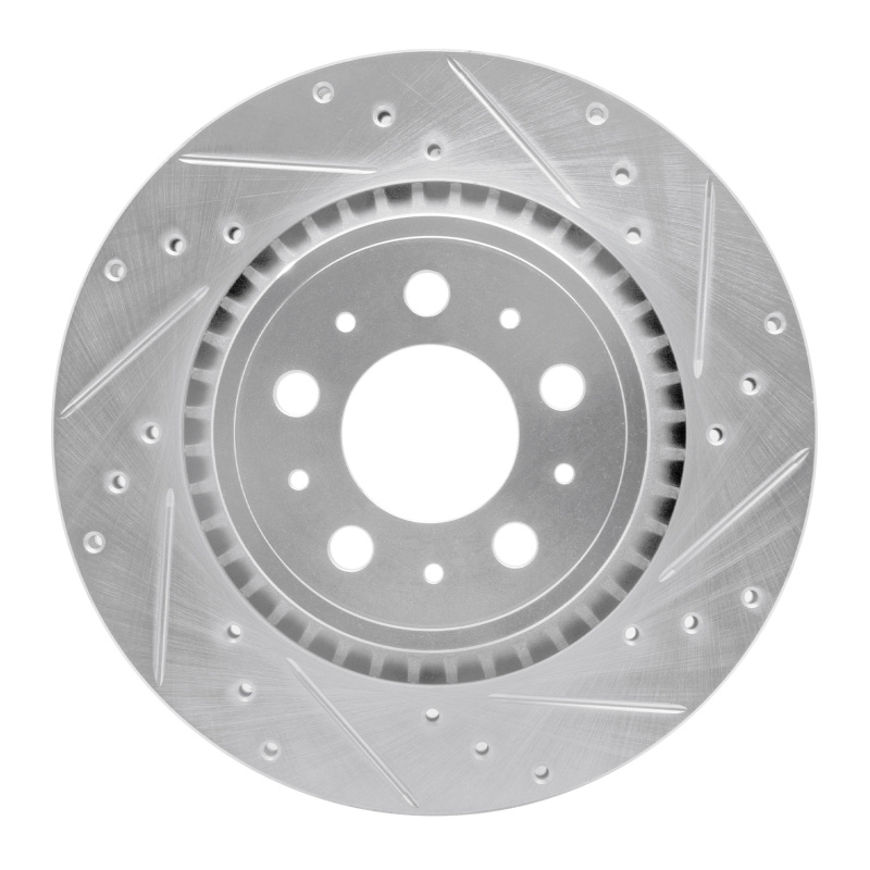 Volvo XC90 Brake Rotor (1) - Rear Right - R1 Concepts - Drilled & Slotted - Silver - `03-`14